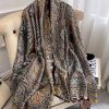 Exquisite Pine Cone Printed Silk Scarf - Drape Pakistan