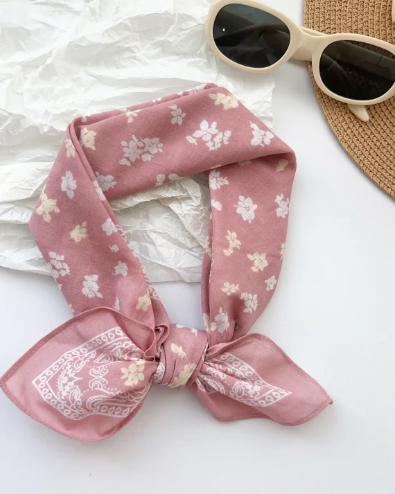 Sophisticated Pink Calvary Pure Cotton Bandana - Drape Pakistan