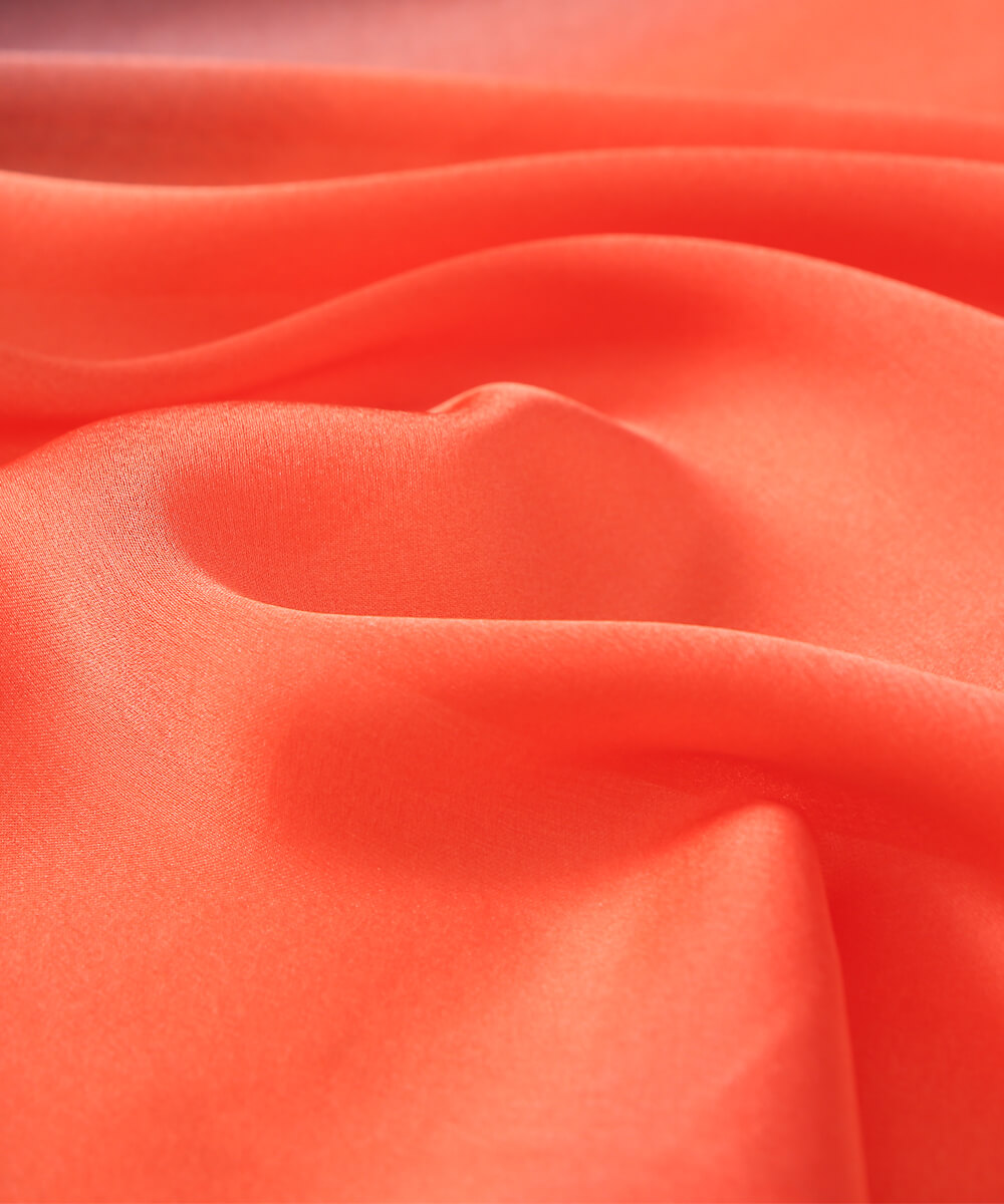 Signature Pinkish Orange Printed Silk Scarf - folded detail