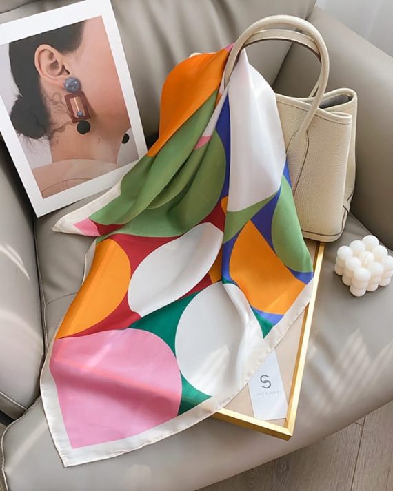 Luxury Prismatic White Satin Hair Scarf - Drape Pakistan