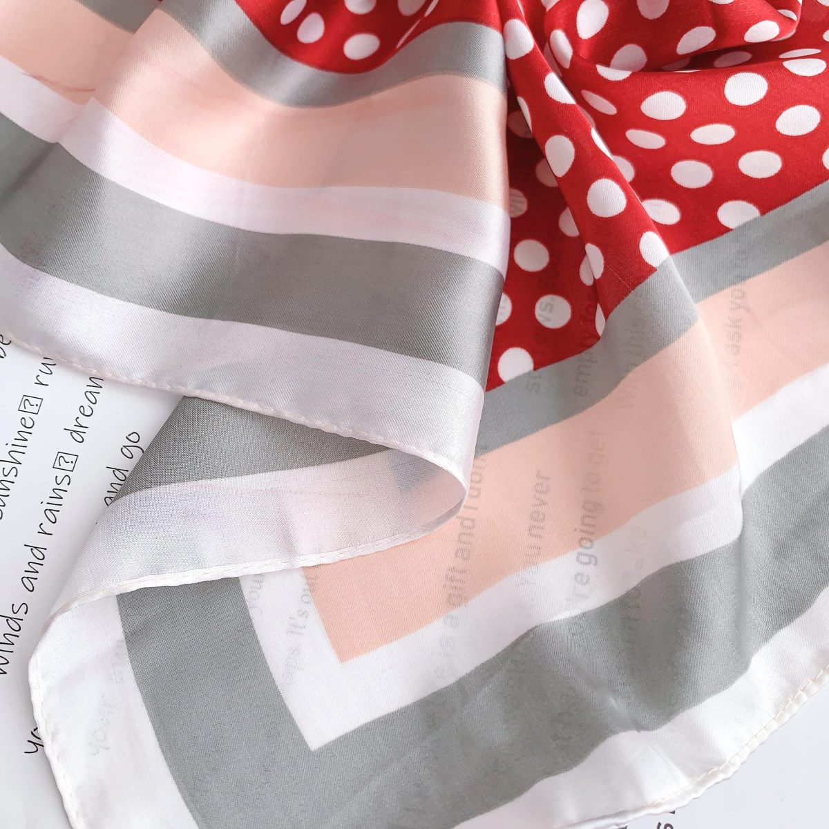 Premium Red Brown Satin Hair Scarf - fabric close-up