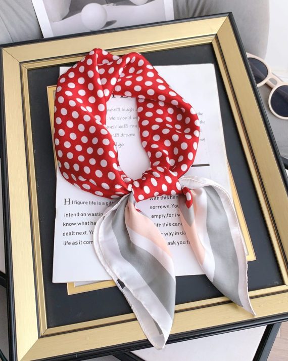 Premium Red Brown Satin Hair Scarf - Drape Pakistan