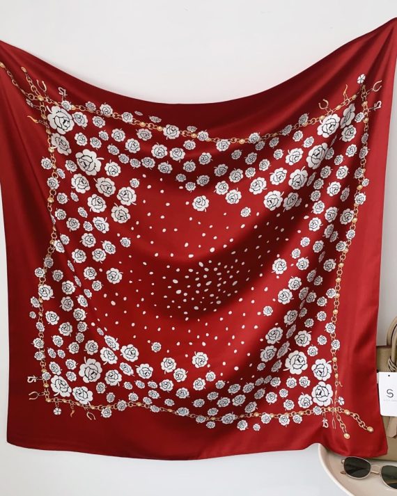 Signature Red Contrast Head Scarf - Drape Pakistan