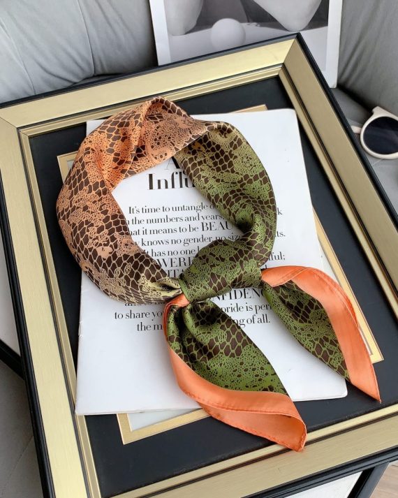 Radiant Reddish Orange Satin Hair Scarf - Drape Pakistan