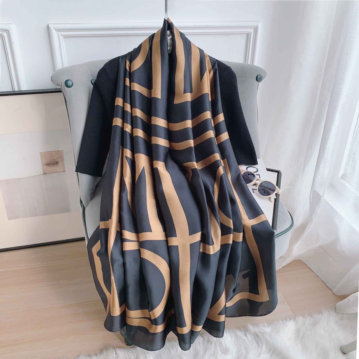 Exquisite River Bed Printed Silk Scarf - Drape Pakistan