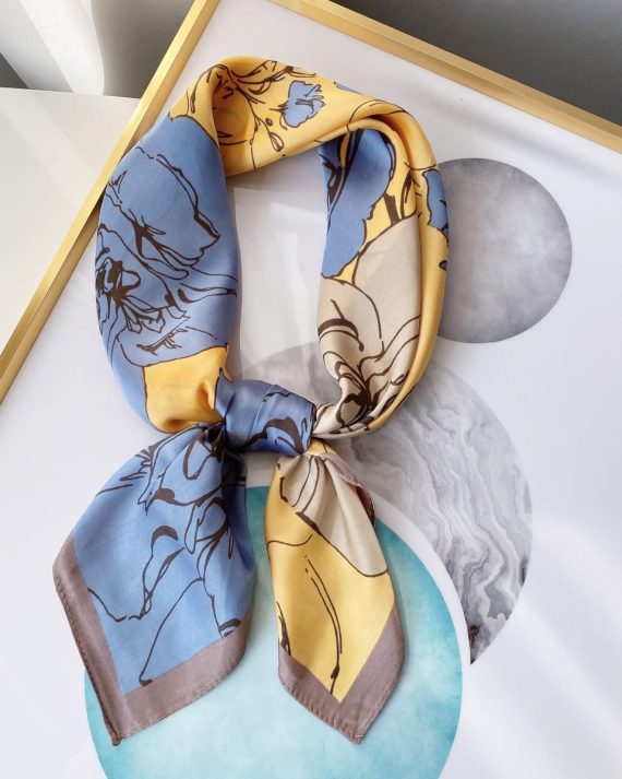 Majestic Rob Roy Yellow Satin Hair Scarf - Drape Pakistan