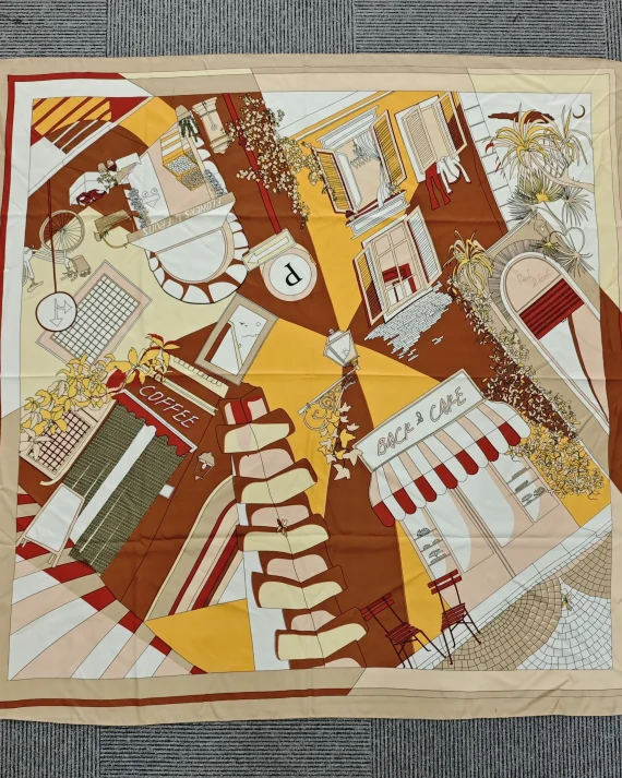 Sophisticated Rodwood Beige Square Scarf 130x130 - Drape Pakistan