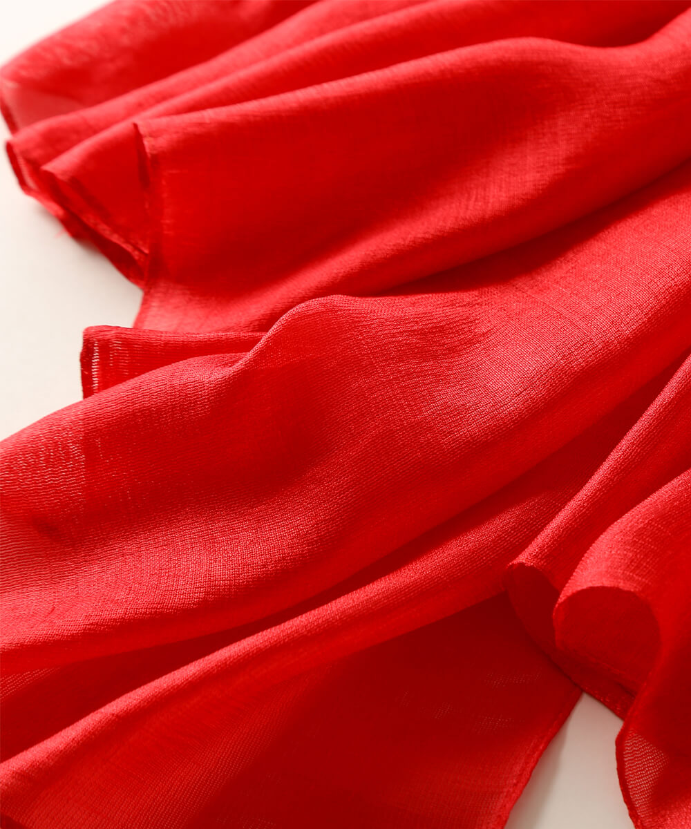 Graceful Rosso Corsa Red Classic Silk Scarf - fabric close-up