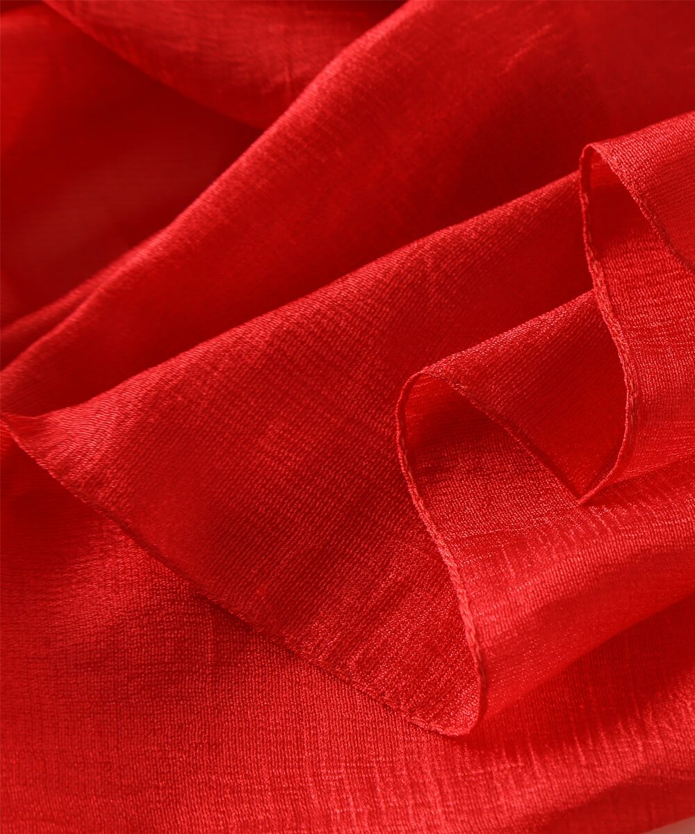 Graceful Rosso Corsa Red Classic Silk Scarf - folded detail