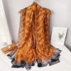 Sophisticated Ruddy Bourbon Printed Chiffon Scarf - Drape Pakistan