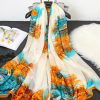 Luxe Rum Swizzle Printed Chiffon Scarf - Drape Pakistan