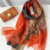 Exquisite Shocking Orange Printed Chiffon Scarf - Drape Pakistan