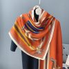 Timeless Shocking Terracotta Printed Cotton Scarf - Drape Pakistan