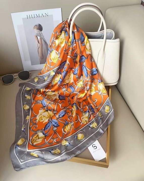 Signature Sienna Orange Satin Hair Scarf - Drape Pakistan