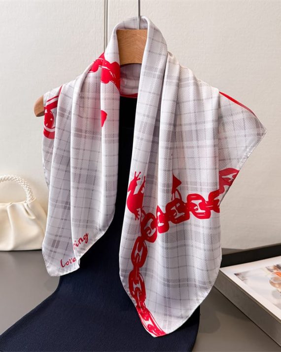 Chic Silver Storm Satin Hair Scarf - Drape Pakistan