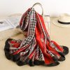 Premium Sinoper Red Printed Silk Scarf - Drape Pakistan