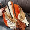 Classic Sinopia Orange Printed Silk Scarf - Drape Pakistan