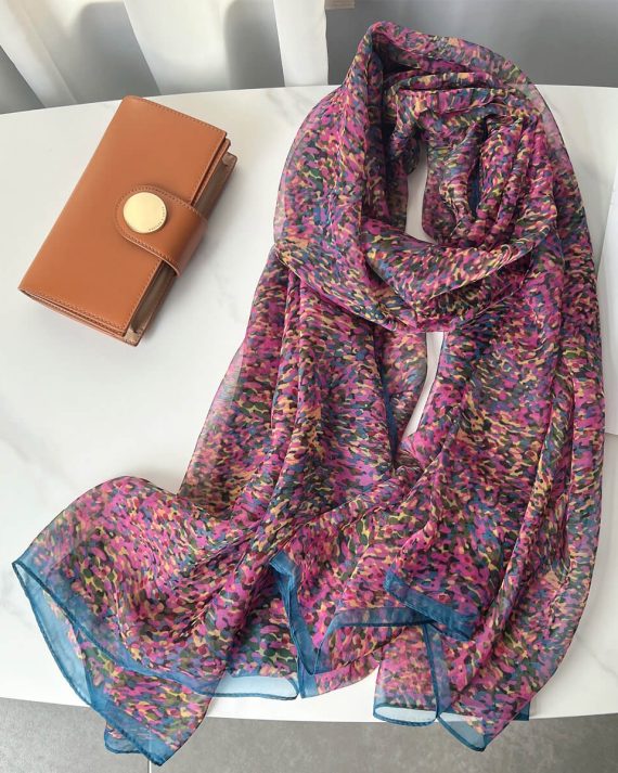 Chic Sky Magenta Printed Chiffon Scarf - Drape Pakistan