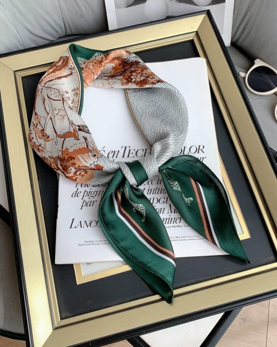 Exquisite Slate Green Satin Hair Scarf - Drape Pakistan