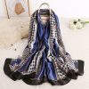 Majestic Sodalite Blue Printed Silk Scarf - Drape Pakistan