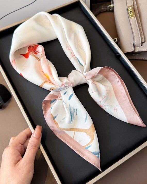 Majestic Soft Amour White Satin Hair Scarf - Drape Pakistan