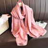 Classic Soft Pink Plain Satin Silk Scarf - Drape Pakistan