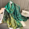 Signature Spruce Parrot Green Printed Silk Scarf - Drape Pakistan
