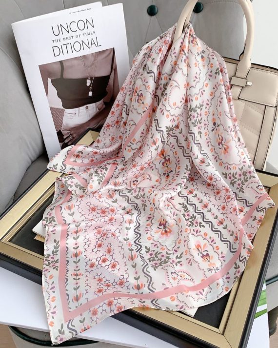 Luxe Stonelake Grey Satin Hair Scarf - Drape Pakistan