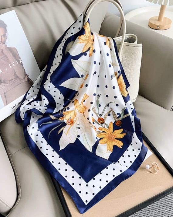 Luxe Stratos Blue Satin Hair Scarf - Drape Pakistan