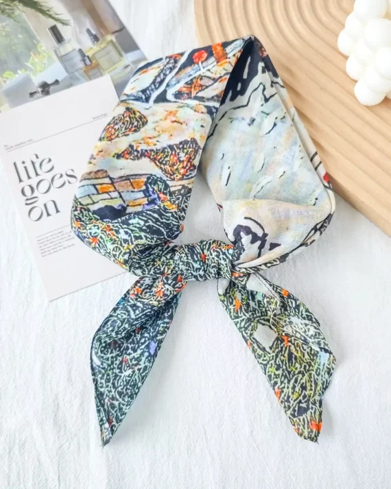 Chic Stream Grey Cotton Blend Bandana - Drape Pakistan