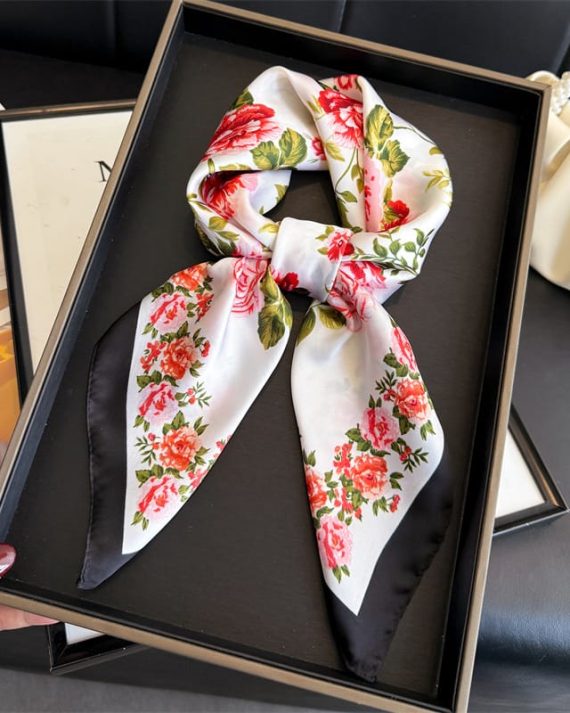 Elegant Sundown White Satin Hair Scarf - Drape Pakistan