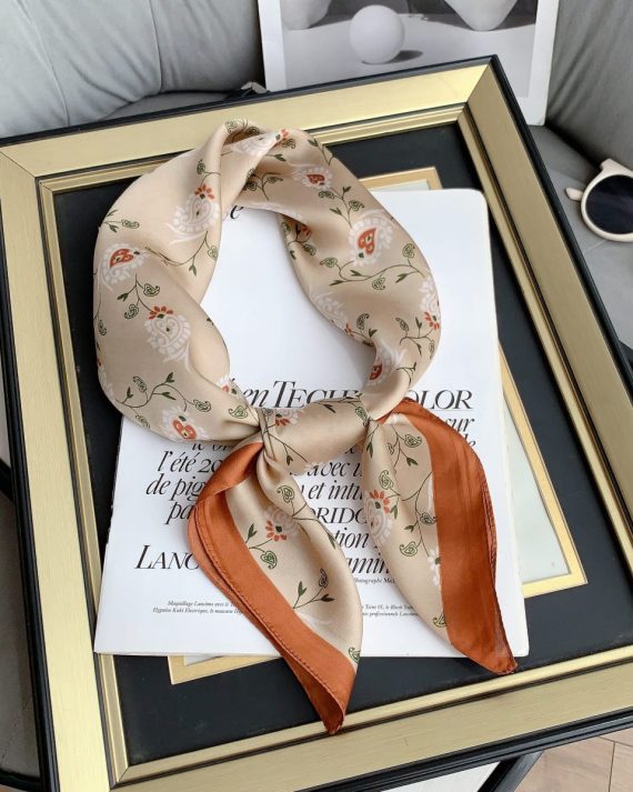 Chic Tan Brown Satin Hair Scarf - Drape Pakistan