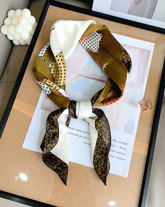 Timeless Taupe Green Satin Hair Scarf - Drape Pakistan