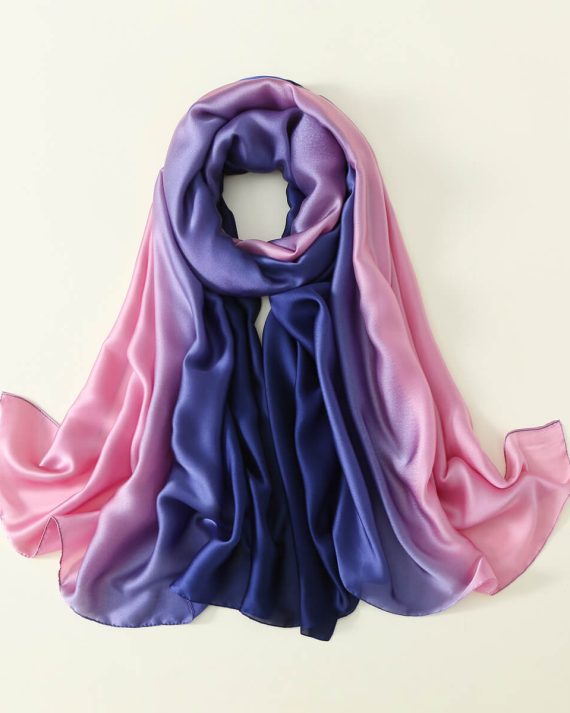 Exquisite Thistle Pinkish Blue Printed Silk Scarf - Drape Pakistan