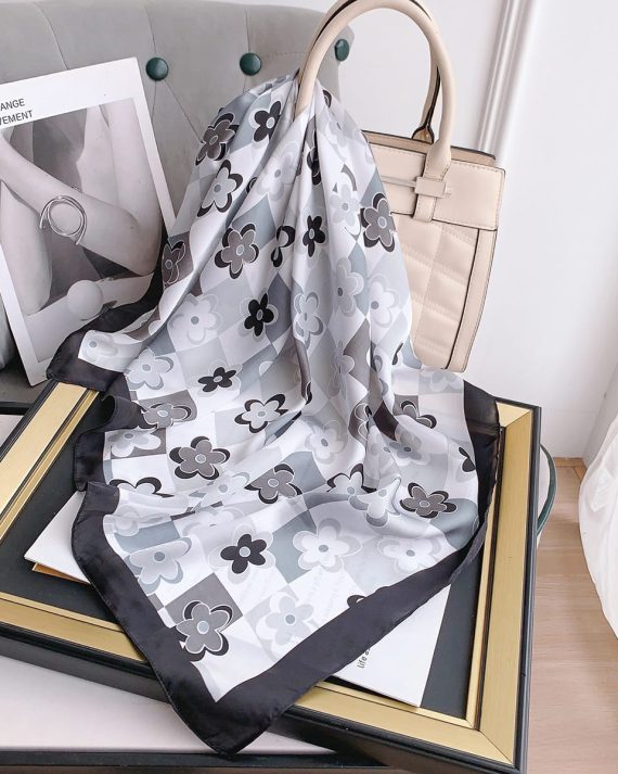 Luxe Thunder White Satin Hair Scarf - Drape Pakistan