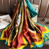 Majestic Turquoise Blue Printed Silk Scarf - Drape Pakistan