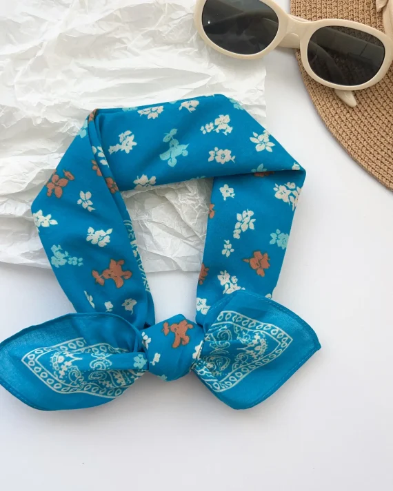 Premium Turquoise Opaque Pure Cotton Bandana - Drape Pakistan