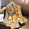 Exquisite Umber Brown Printed Silk Scarf - Drape Pakistan