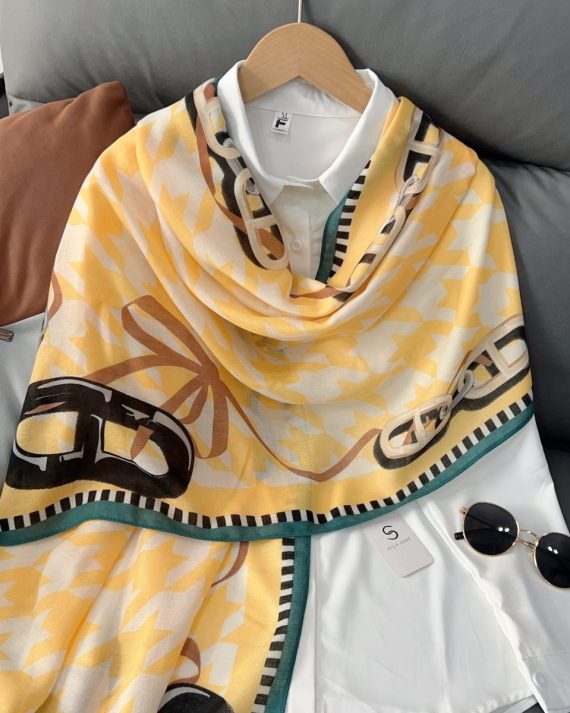 Luxury Vanilla Reef Printed Cotton Scarf - Drape Pakistan
