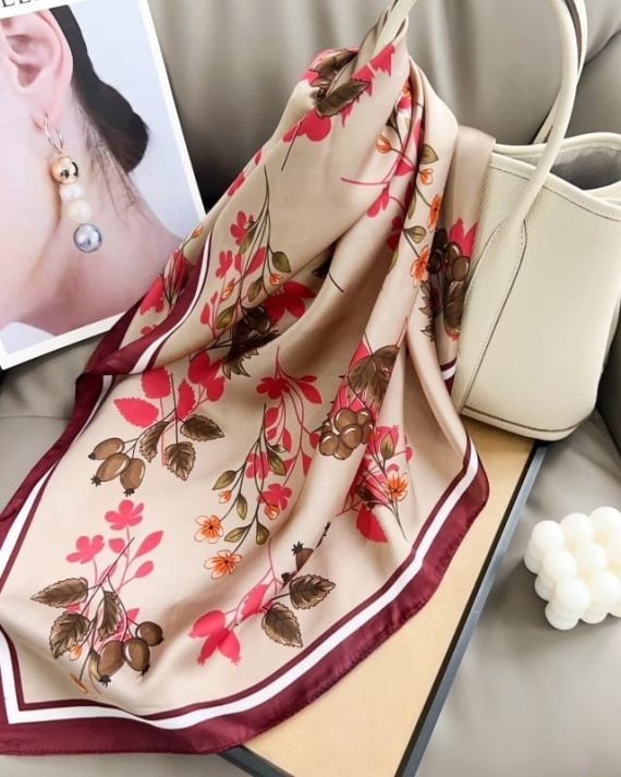 Sophisticated Velvet Maroon Satin Hair Scarf - Drape Pakistan