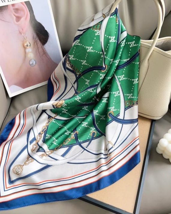 Elegant Viridian Green Satin Hair Scarf - Drape Pakistan