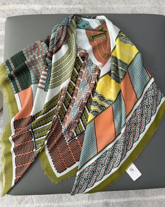 Timeless Wattle Yellow Square Scarf 130x130 - Drape Pakistan