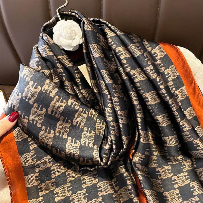 Timeless Wizard Grey Printed Silk Scarf - folded detail