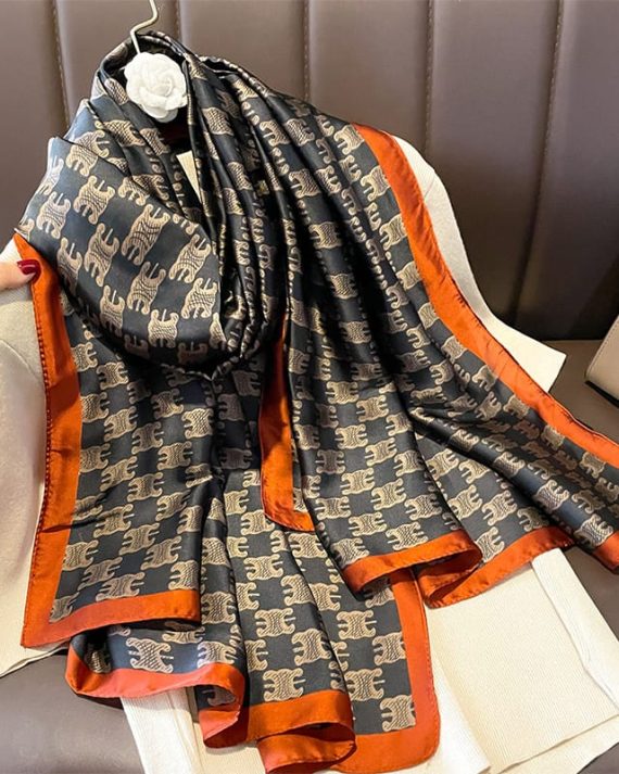 Timeless Wizard Grey Printed Silk Scarf - Drape Pakistan