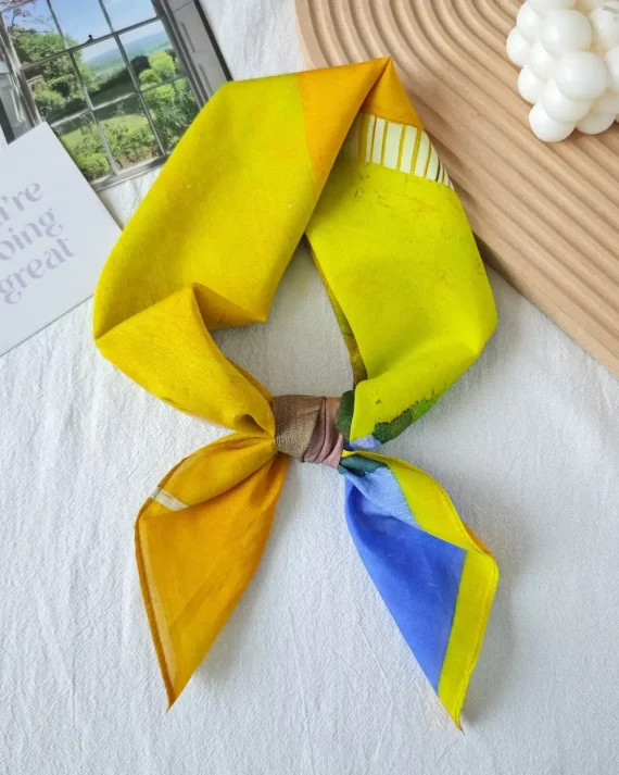 Graceful Yellow Day Charm Cotton Blend Bandana - Drape Pakistan